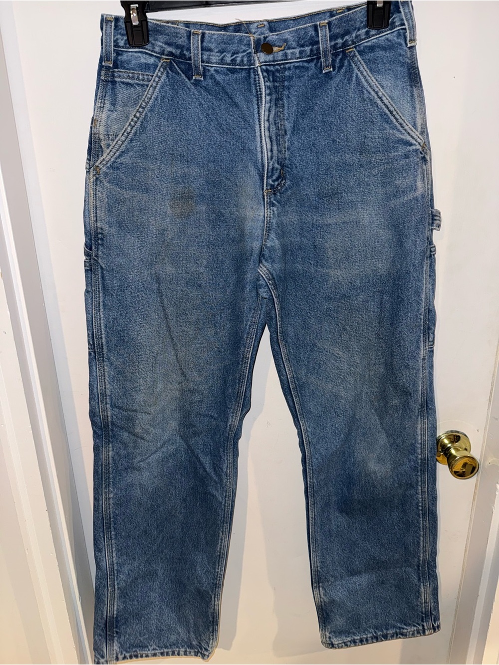 Carhartt Relaxed Fit Blue Denim Carpenter Liner Work Jeans